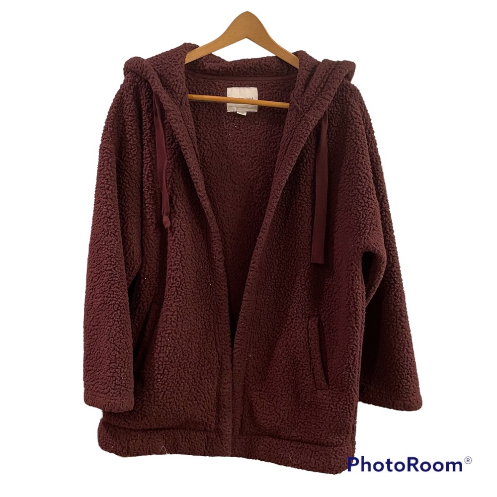 American Eagle Outfitters Teddy Sherpa Hoodie Jacket Brown - M